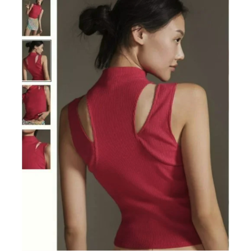 Anthropologie Layered Cutout Tank in Pink Size Large NWT - Picture 2 of 7